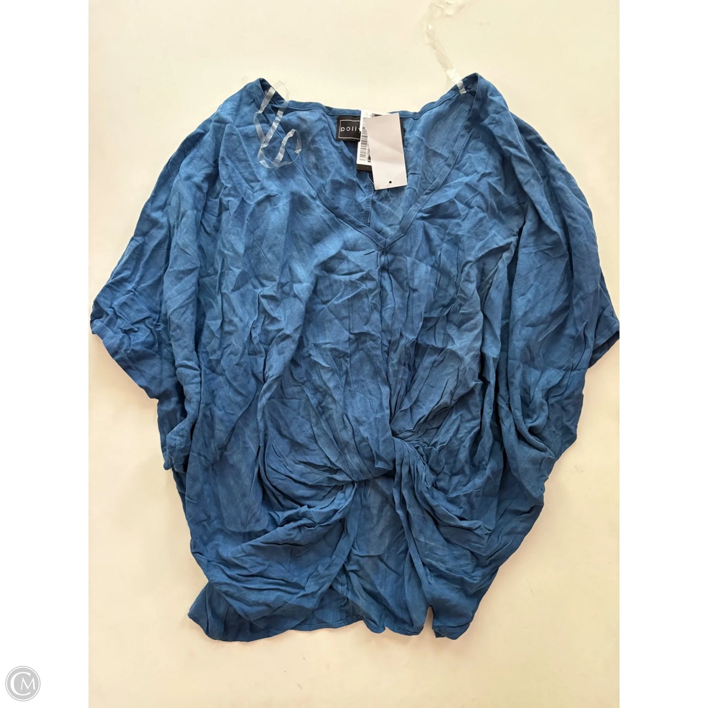 Blouse Short Sleeve By POLLY AND ESTHER  In Blue, Size: L