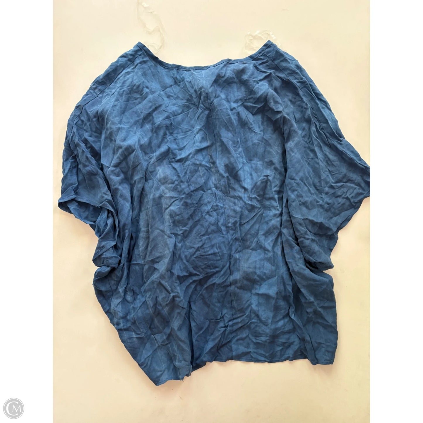 Blouse Short Sleeve By POLLY AND ESTHER  In Blue, Size: L