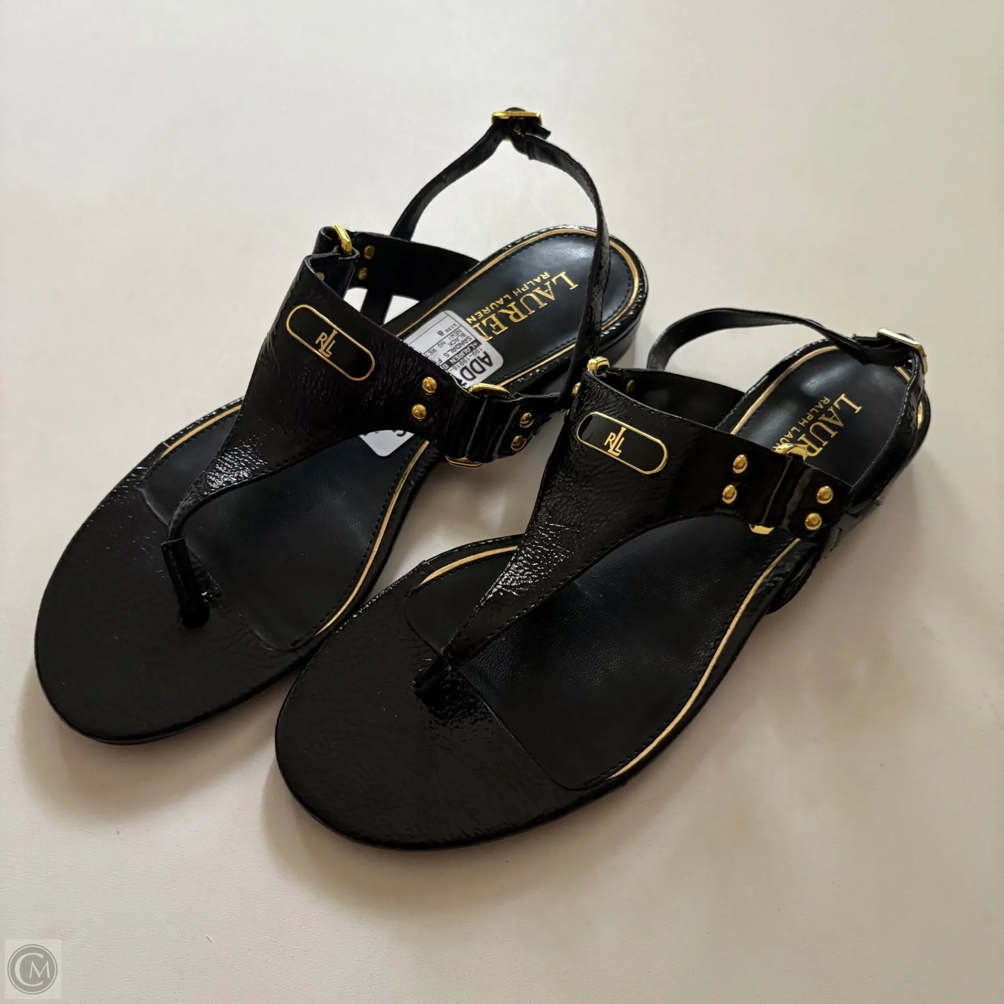 Sandals Flats By Lauren By Ralph Lauren In Black, Size: 8