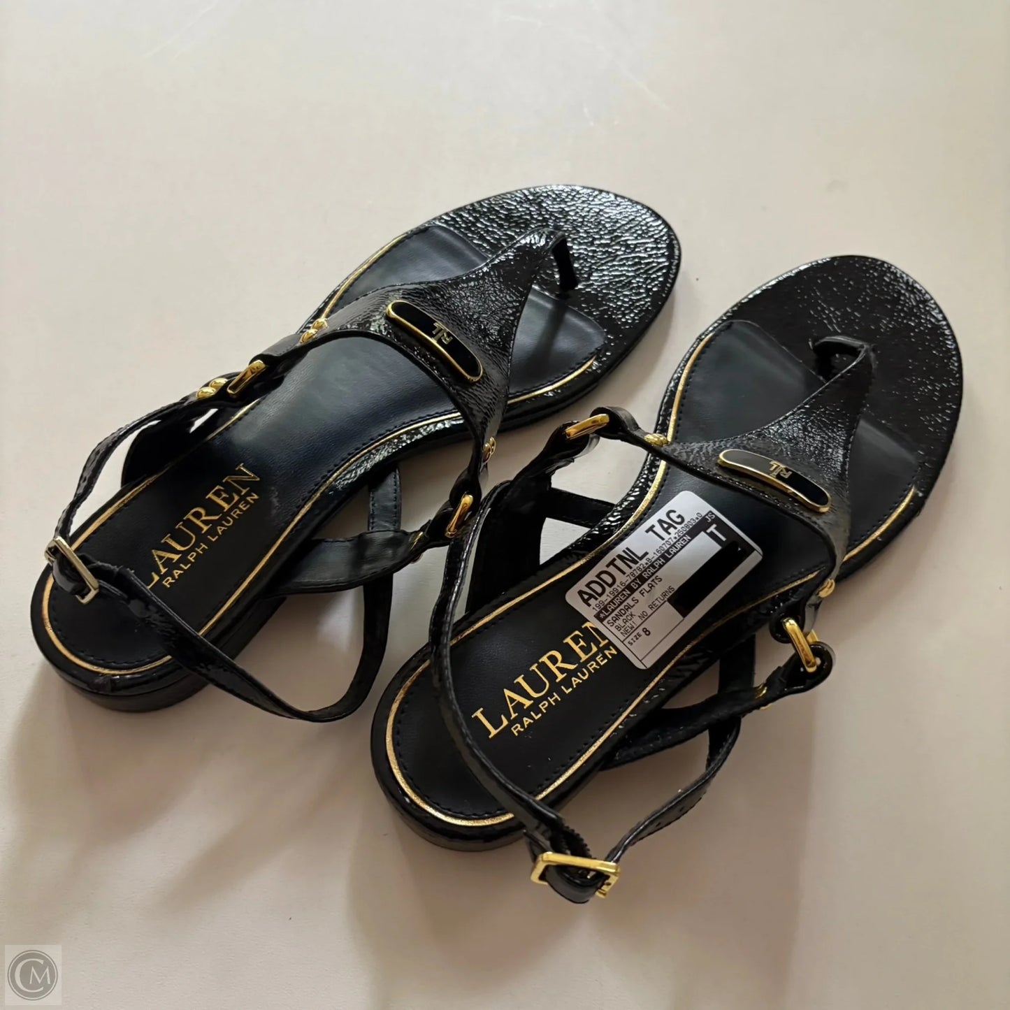 Sandals Flats By Lauren By Ralph Lauren In Black, Size: 8