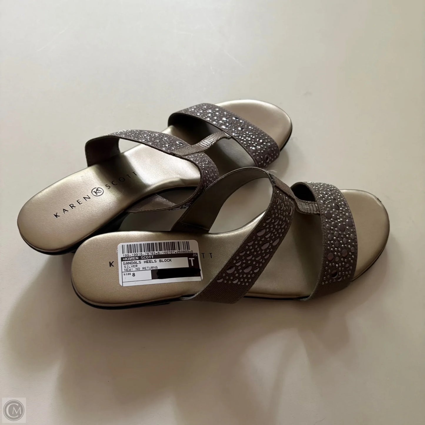 Sandals Heels Block By Karen Scott In Silver, Size: 8