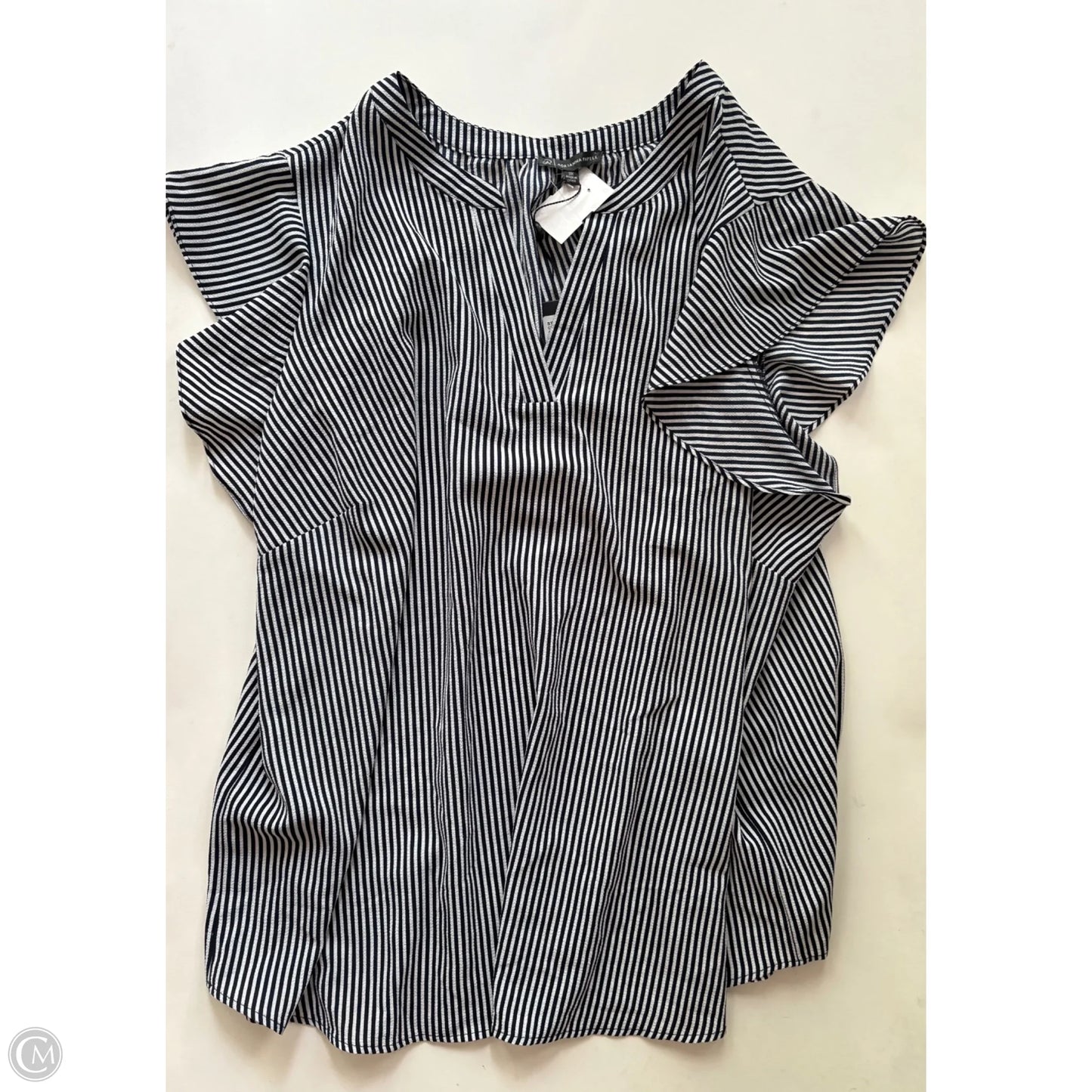 Blouse Short Sleeve By Adrianna Papell In Striped Pattern, Size: 3x