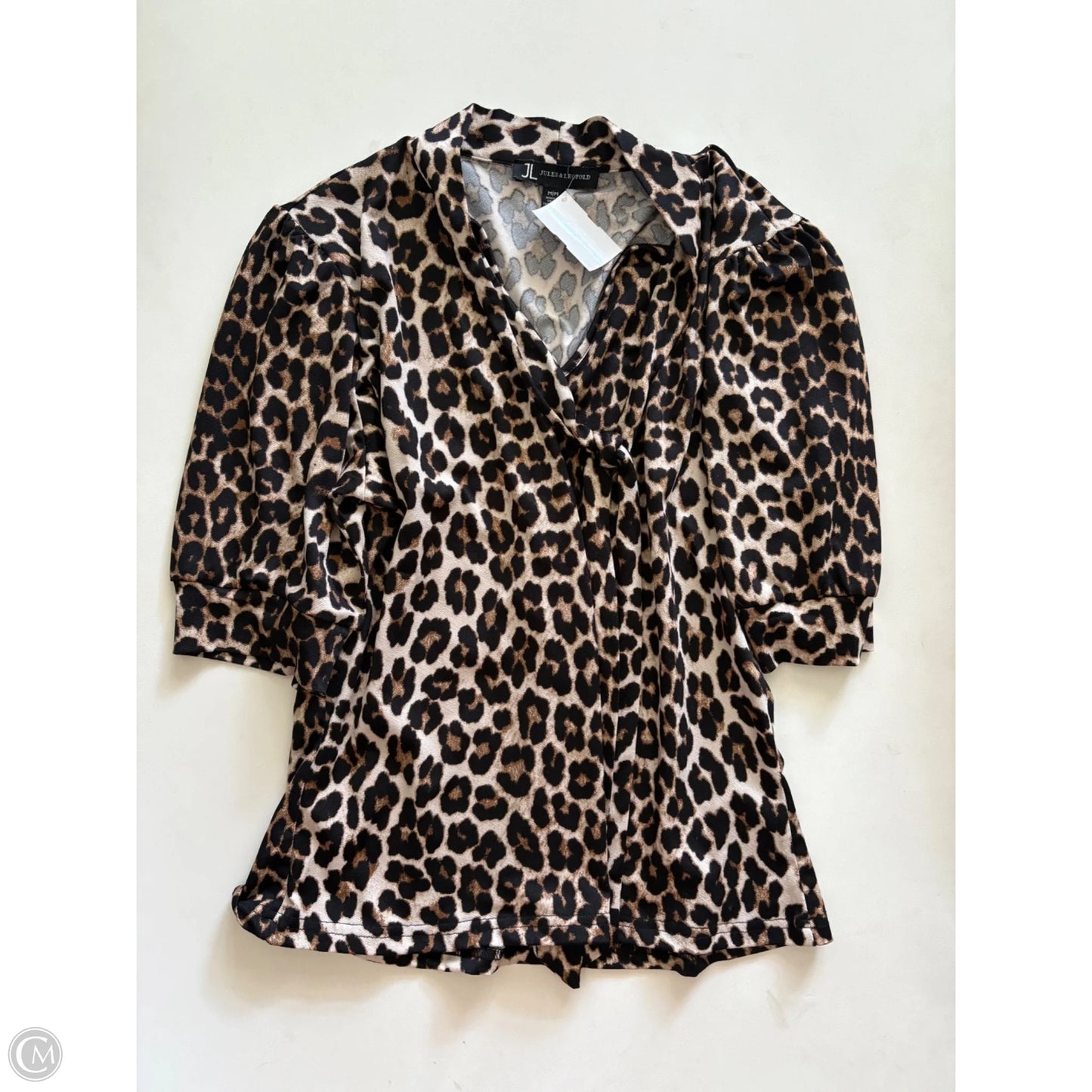 Blouse Short Sleeve By Jules & Leopold In Leopard Print, Size: M