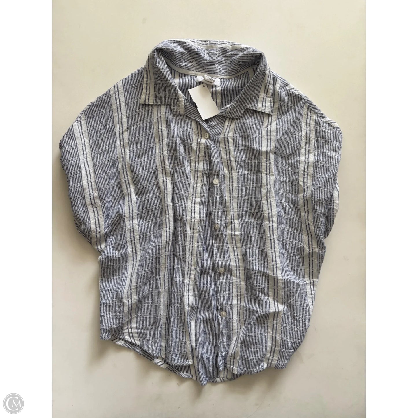 Blouse Short Sleeve By Japna In Striped Pattern, Size: M