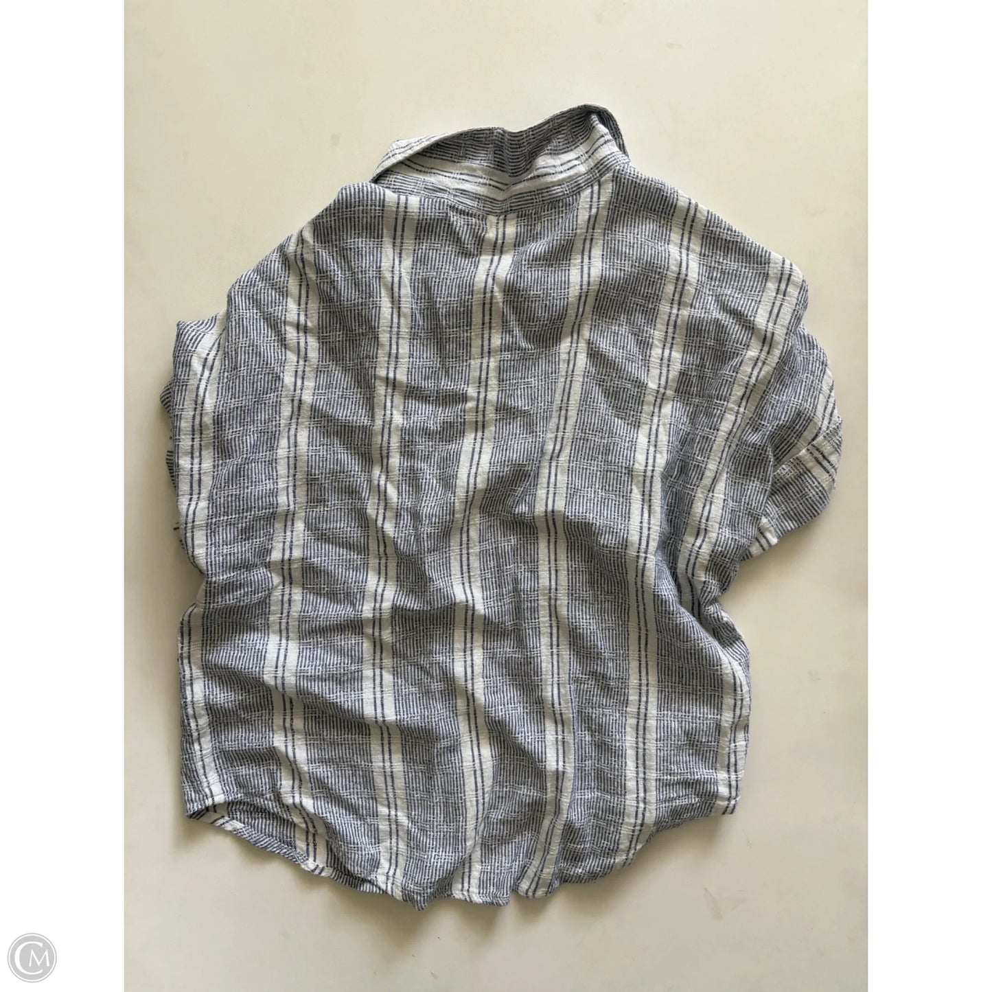 Blouse Short Sleeve By Japna In Striped Pattern, Size: M