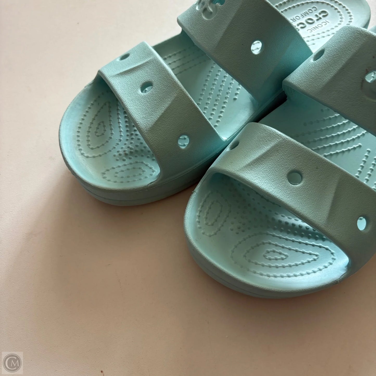 Sandals Flats By Crocs In Blue, Size: 8
