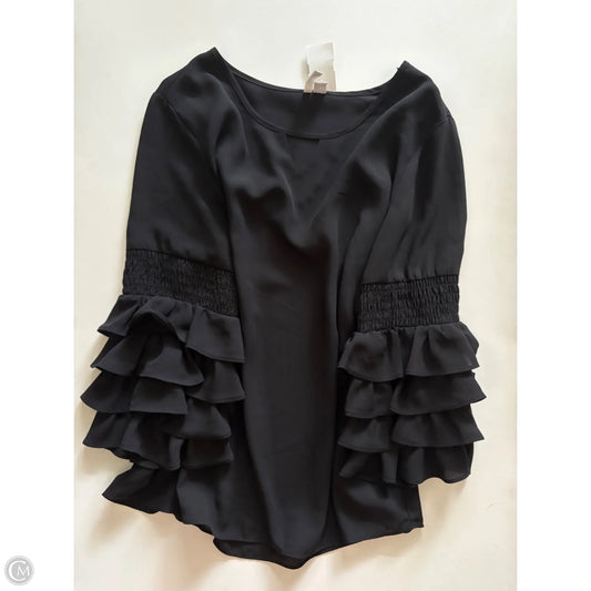 Blouse Short Sleeve By Cato In Black, Size: M