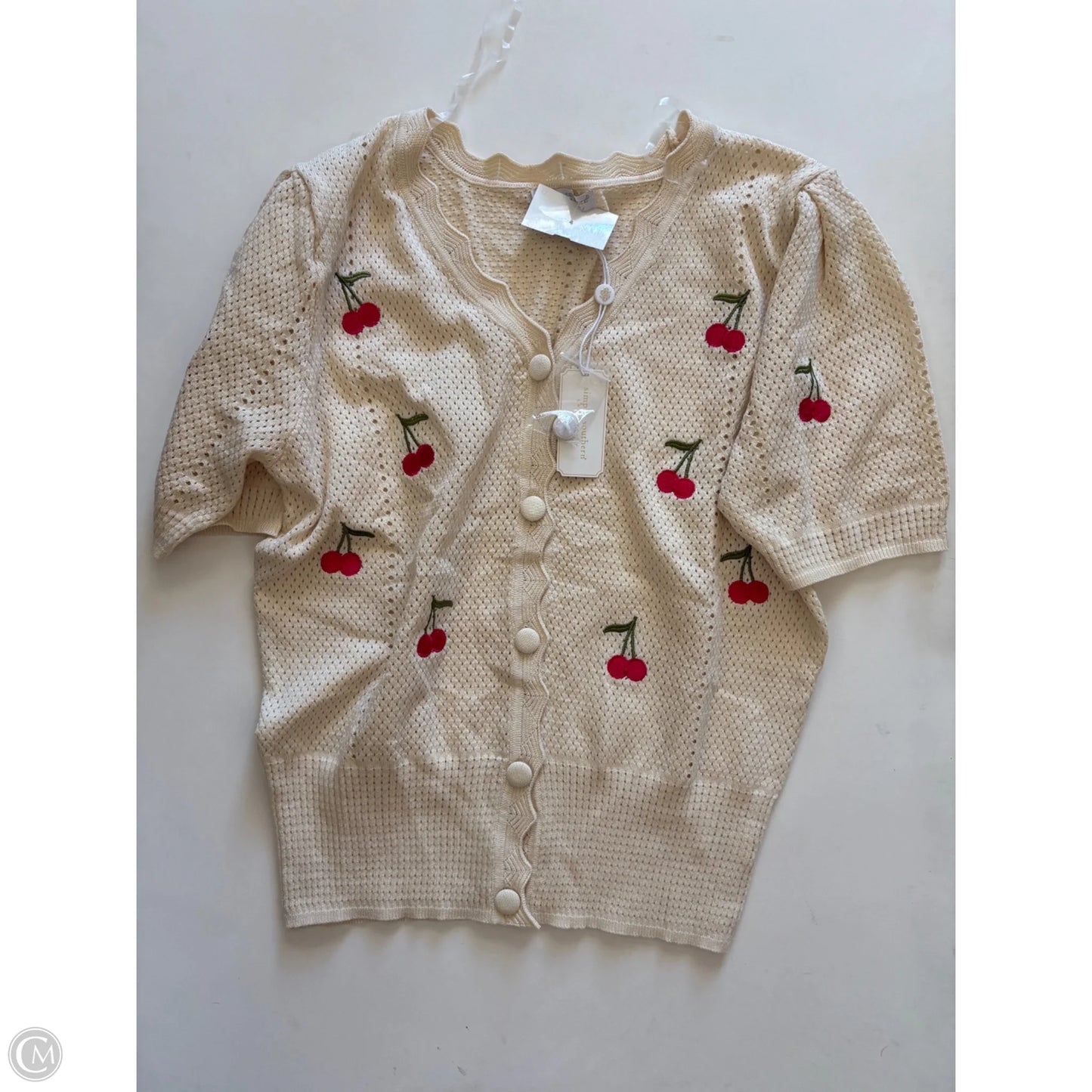 Sweater Cardigan By Simply Southern In Cream, Size: 2x