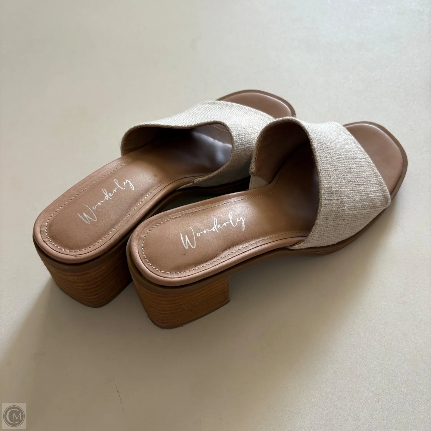 Sandals Heels Block By Wonderly In Cream, Size: 7.5