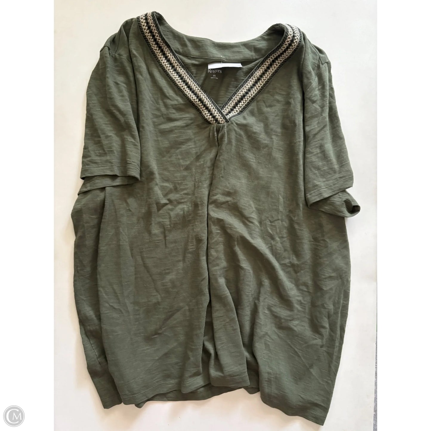Top Short Sleeve By Kim Rogers In Green, Size: 2x