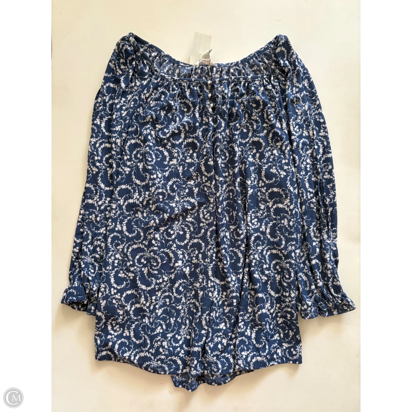 Top 3/4 Sleeve By Cato In Blue, Size: 1x