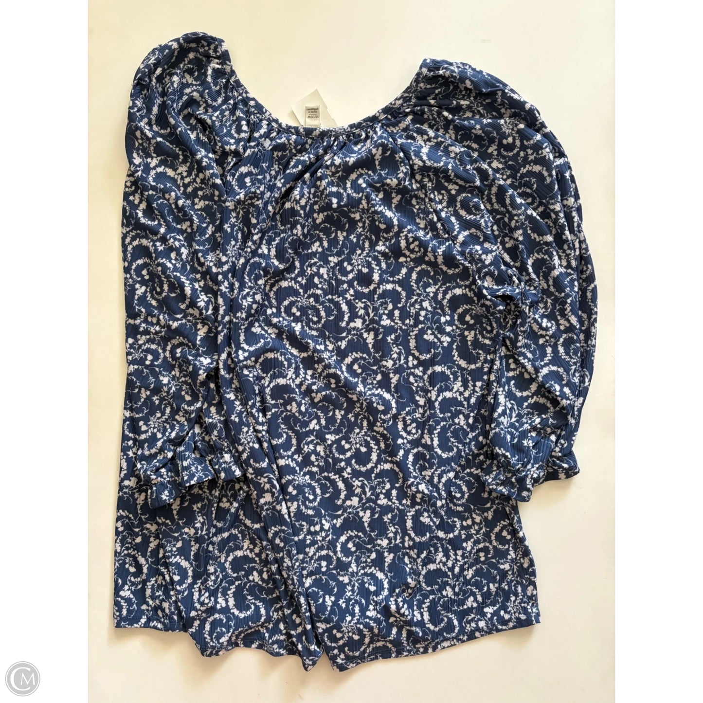 Top 3/4 Sleeve By Cato In Blue, Size: 1x