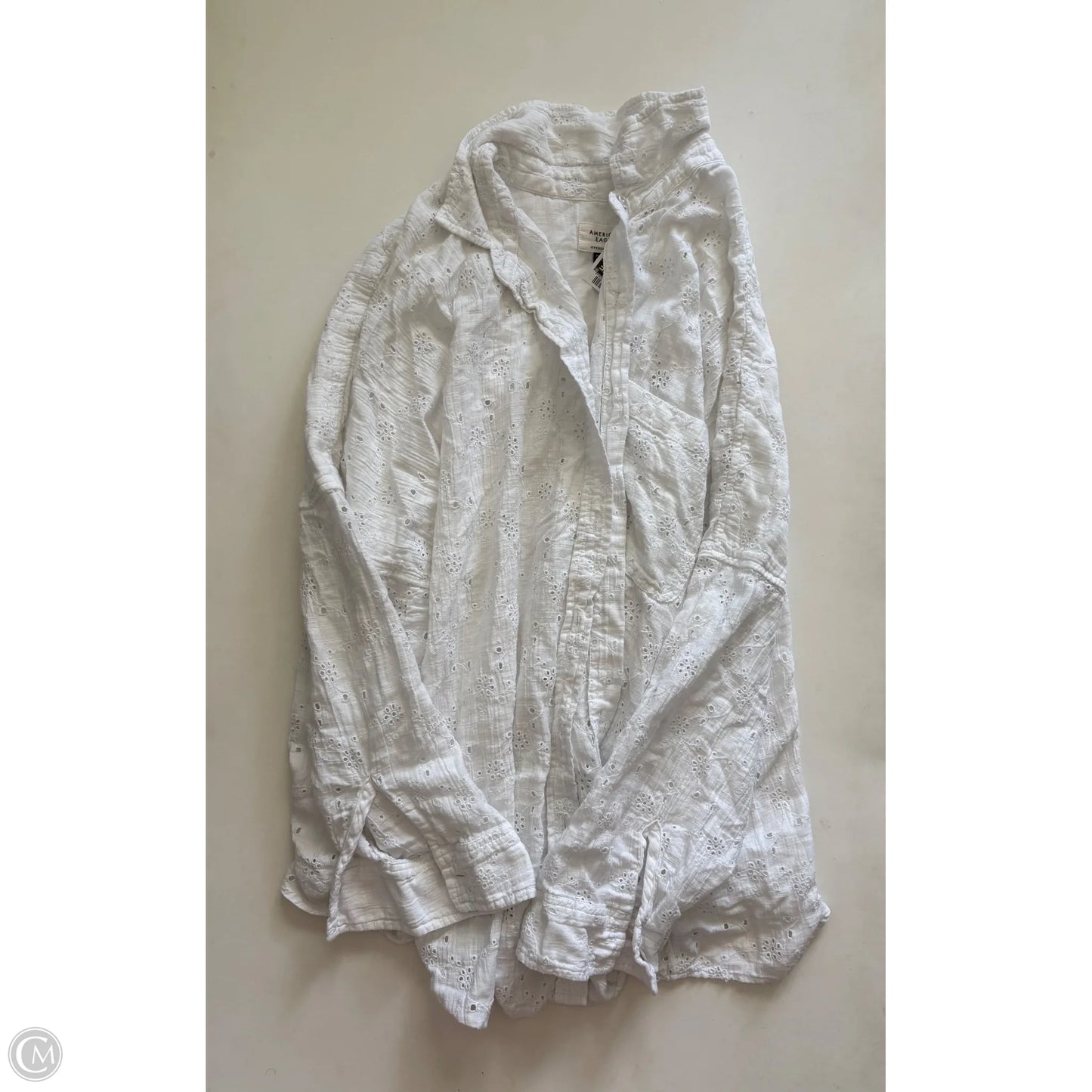 Top Long Sleeve By American Eagle In White, Size: Xl