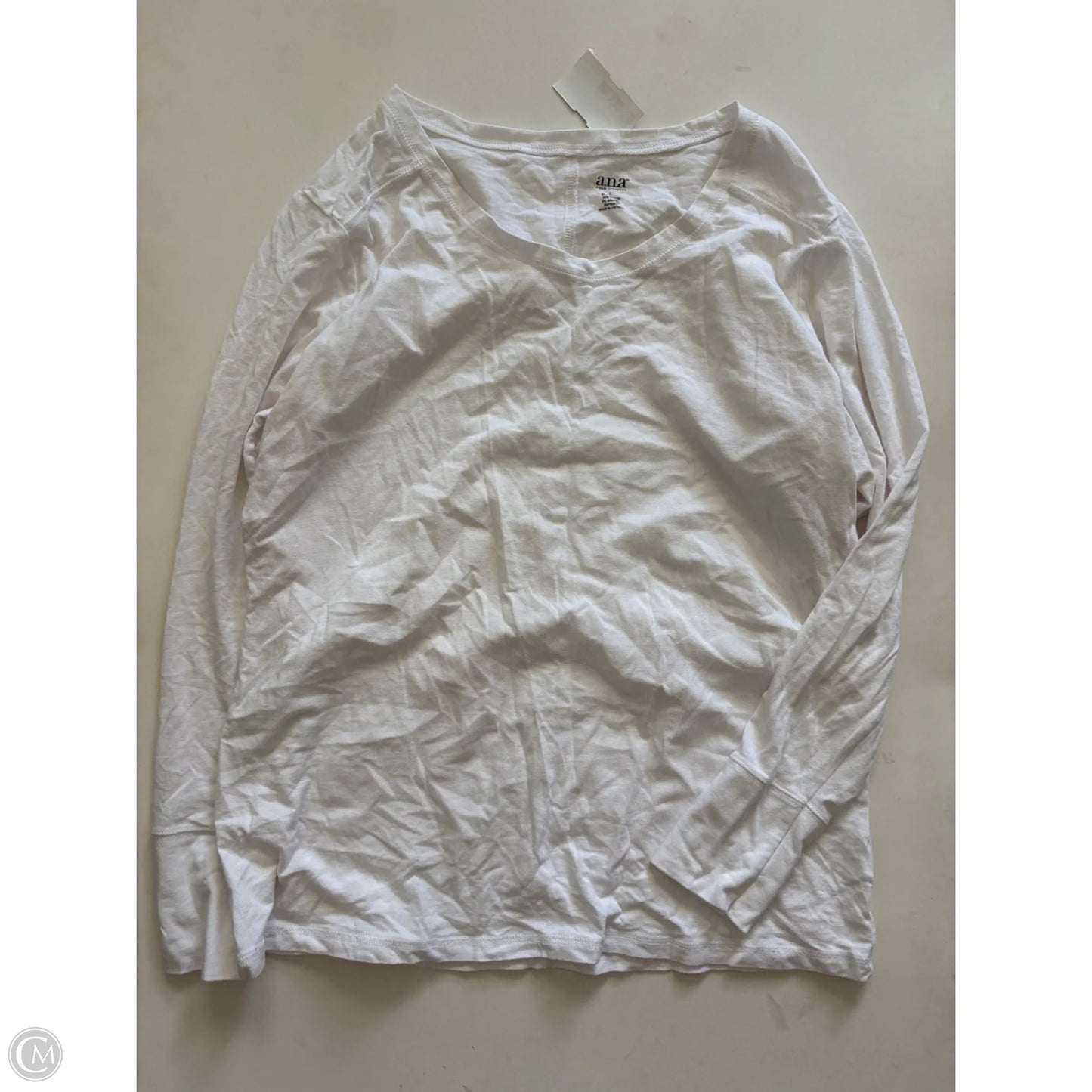 Top Long Sleeve Basic By Ana In White, Size: L