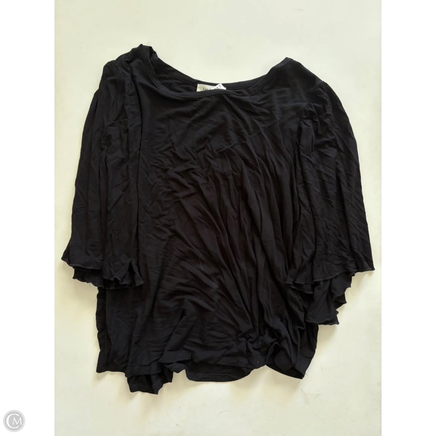 Top Short Sleeve By Kim & Cami In Black, Size: L