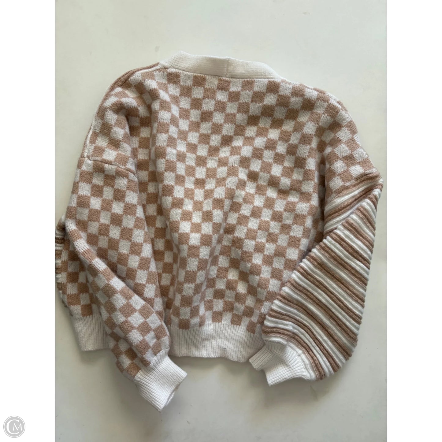 Cardigan By Urban Daizy In Tan & White, Size: S