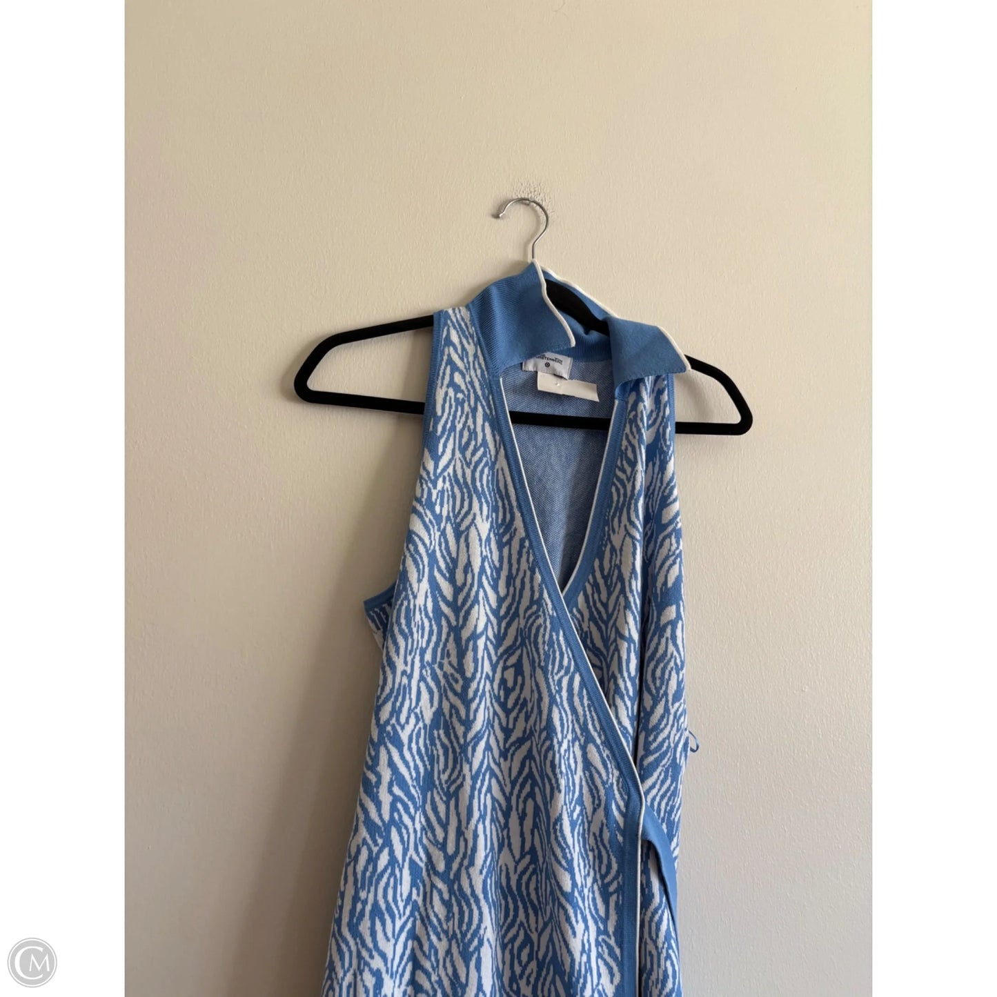 Dress Designer By Diane Von Furstenberg In Blue & White, Size: L