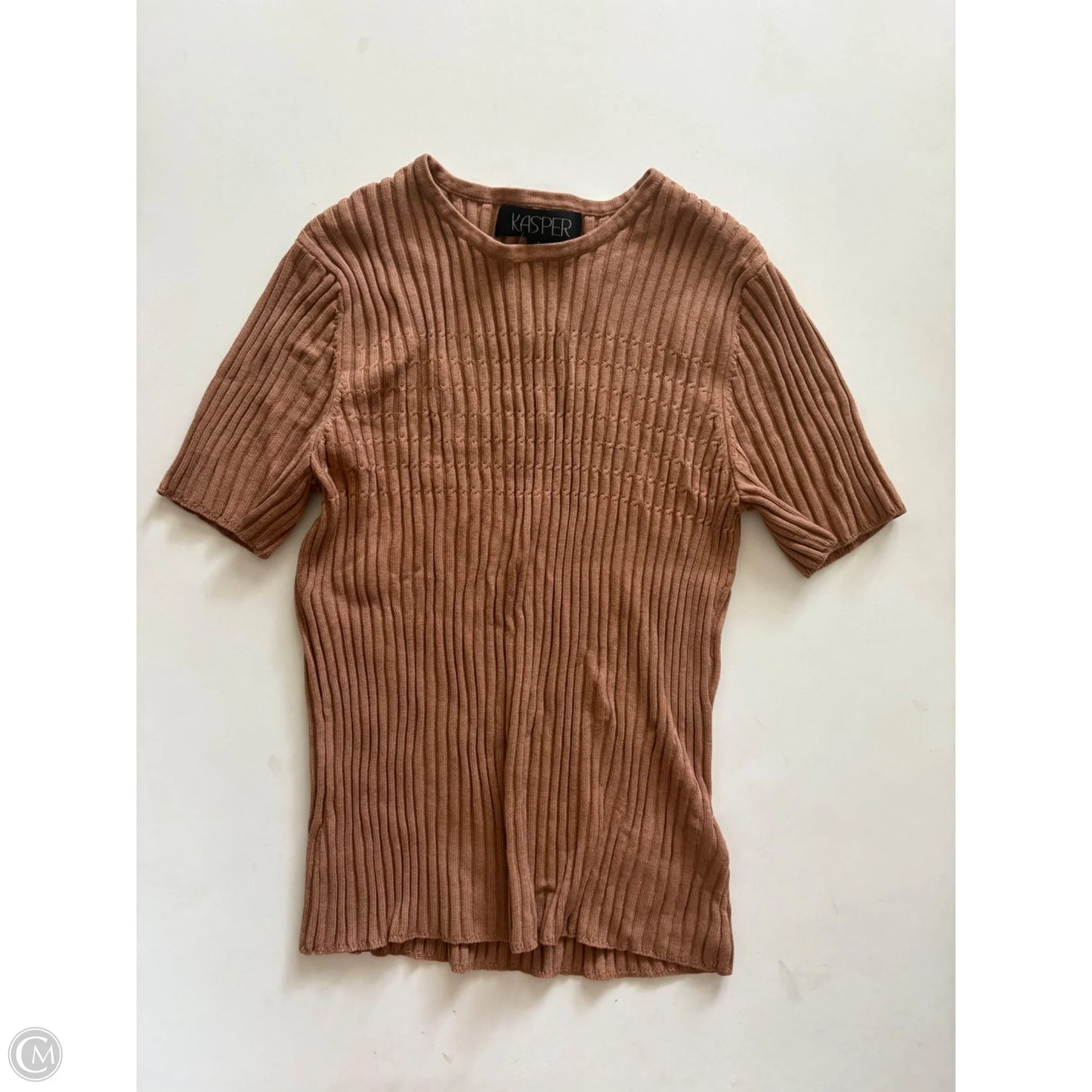 Top Short Sleeve By Kasper In Brown, Size: L