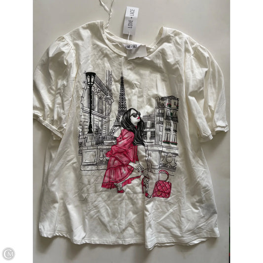 Top Short Sleeve By LOVE + LACE In White, Size: 3x