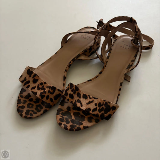 Sandals Heels Block By A New Day In Animal Print, Size: 7.5