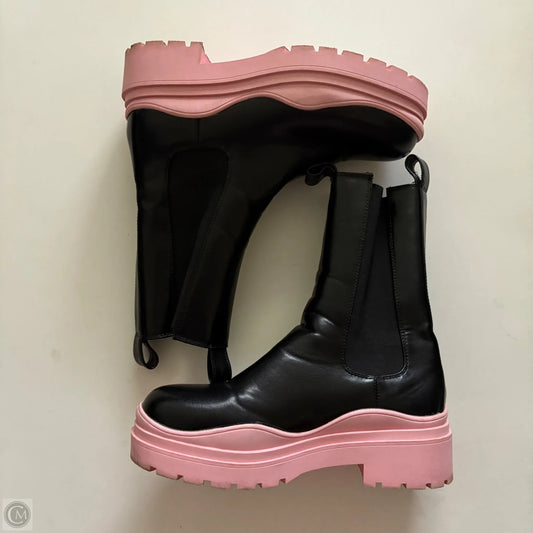 Boots Ankle Flats By Azalea Wang In Black & Pink, Size: 8.5