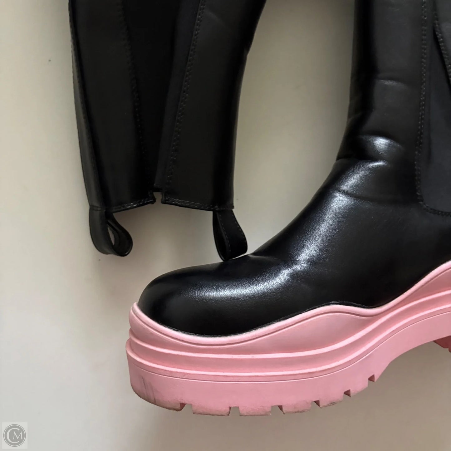 Boots Ankle Flats By Azalea Wang In Black & Pink, Size: 8.5