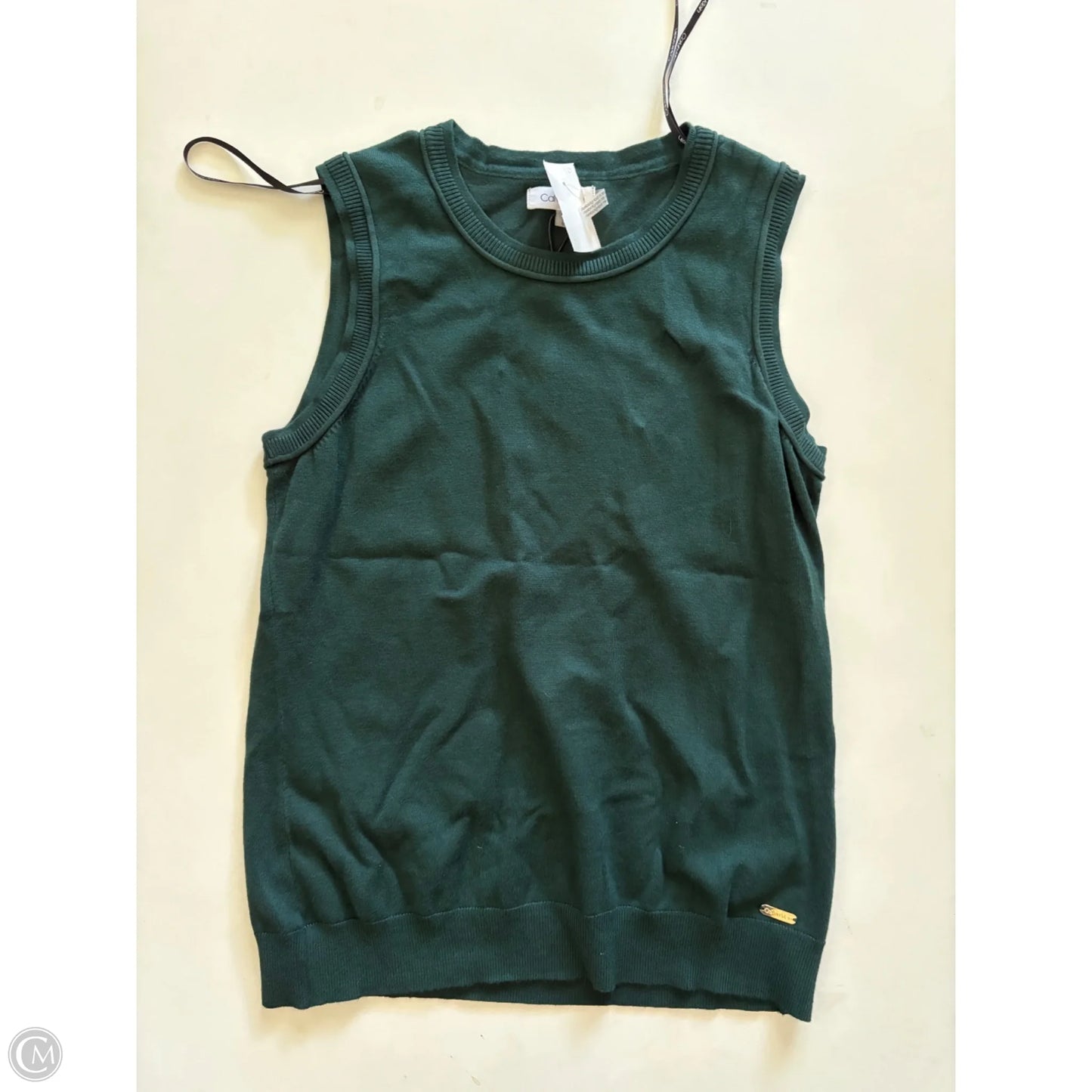 Sweater Short Sleeve By Calvin Klein In Green, Size: M