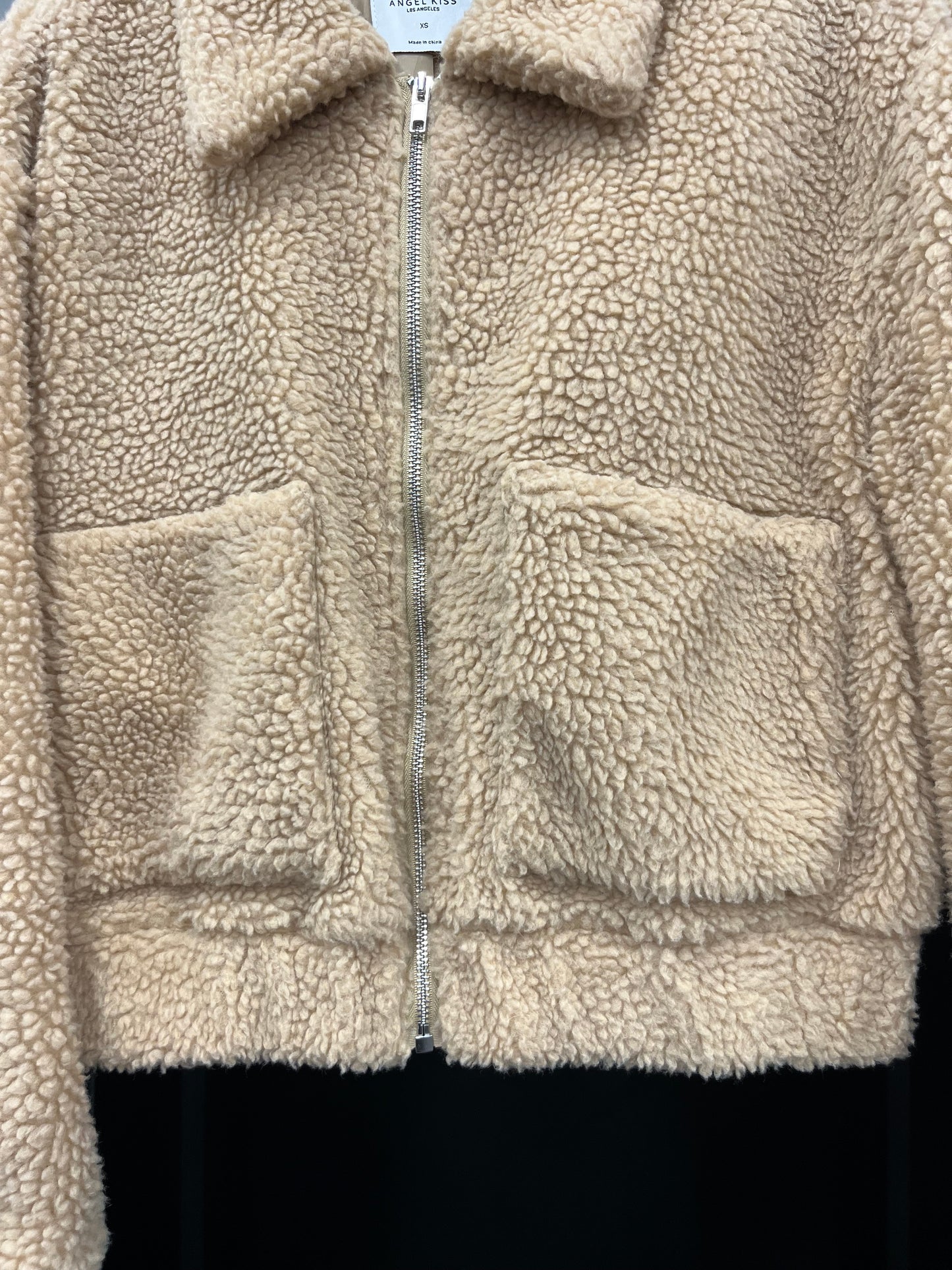 Tan Jacket Faux Fur & Sherpa Angel Kiss, Size Xs