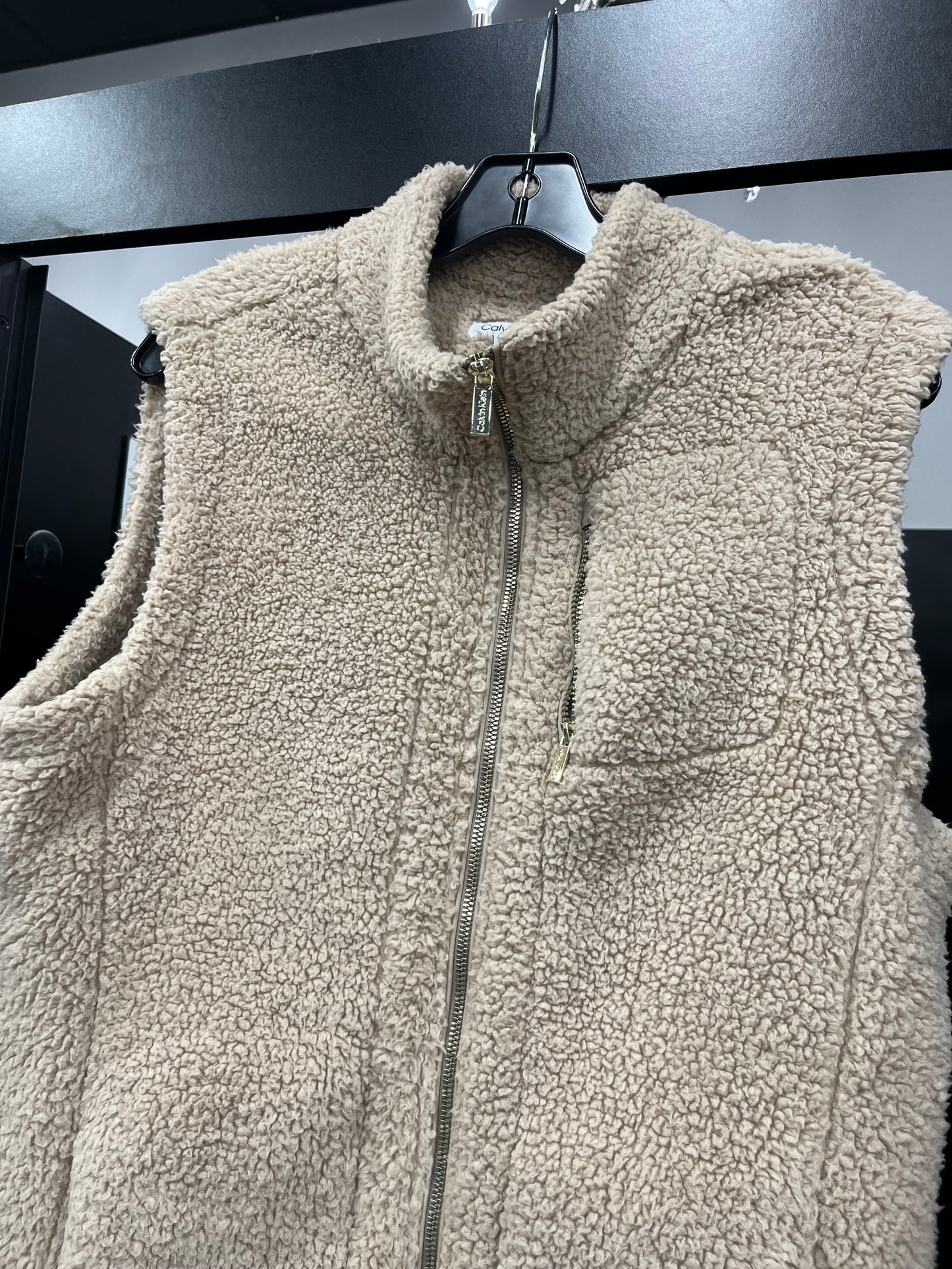 Tan Vest Faux Fur & Sherpa Calvin Klein, Size Xl