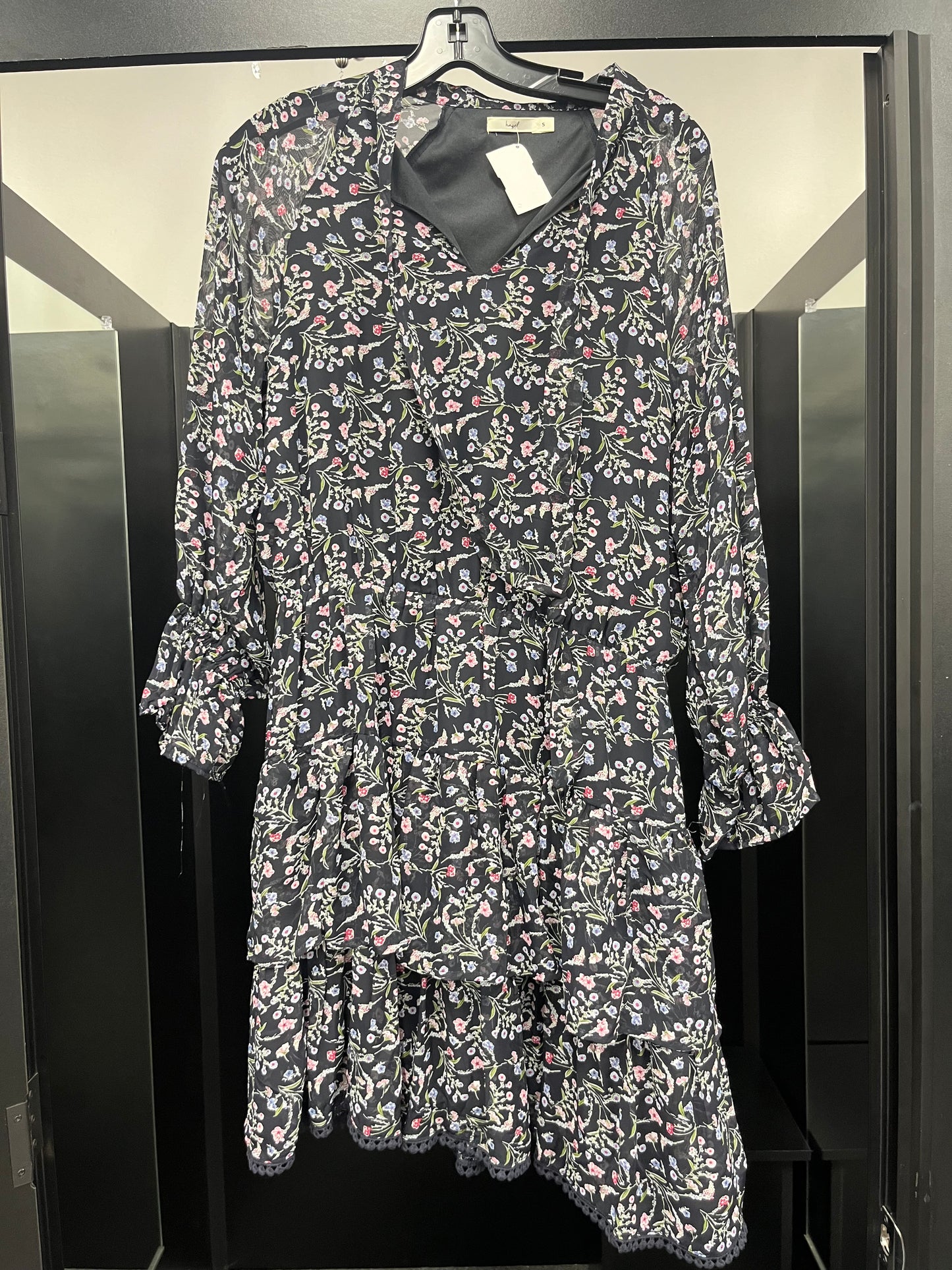 Floral Dress Casual Midi Hagel, Size S