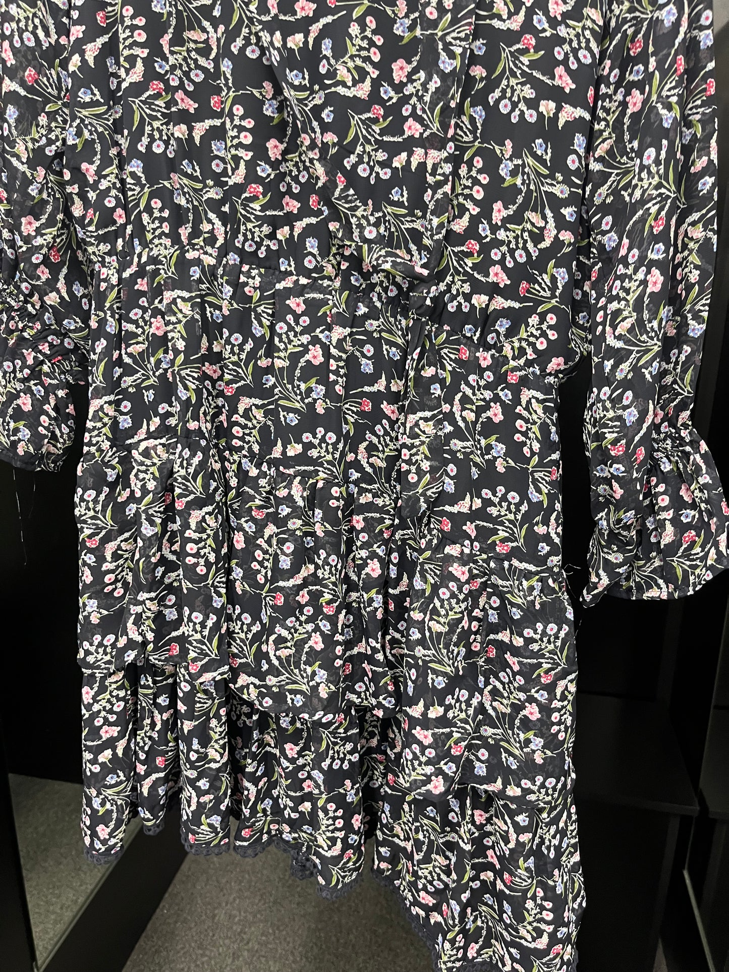 Floral Dress Casual Midi Hagel, Size S