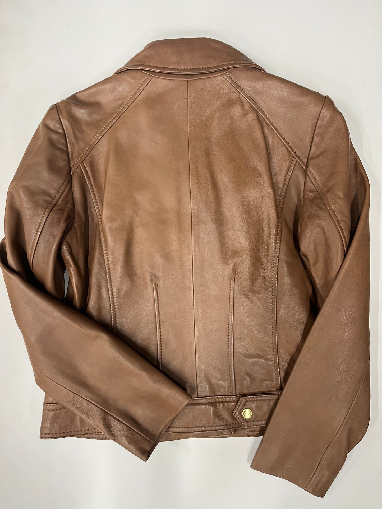 Cole Haan Full Zip Leather Jacket Brown NWT Size M
