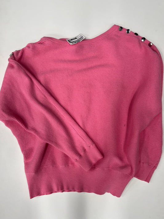 Catherine Malandrino Ribbed Knit Sweater Pink Size L