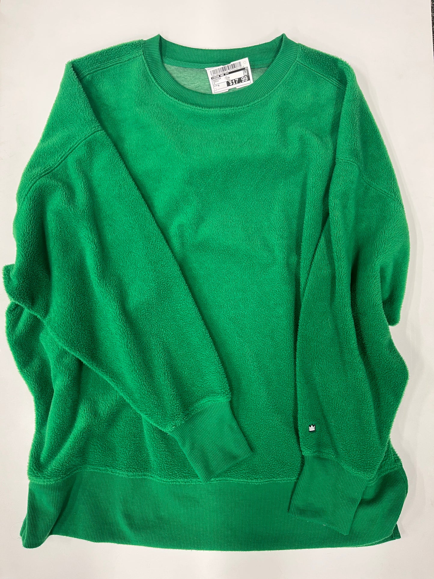 Crown & Ivy Crewneck Fleece Knit Sweater Green Size M