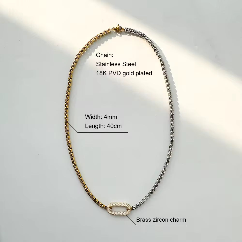 NEW 18K Plated Two Tone Necklace Waterproof and Tanish Free
