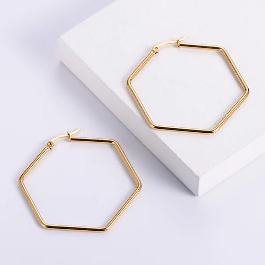 NEW 18kt Gold Plated Hexagon Hoop Earrings
