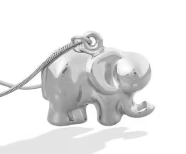 NEW Lucky And Cute Lucky Elephant White Gold 18KT Plated Pendant Necklace Stainless Steel